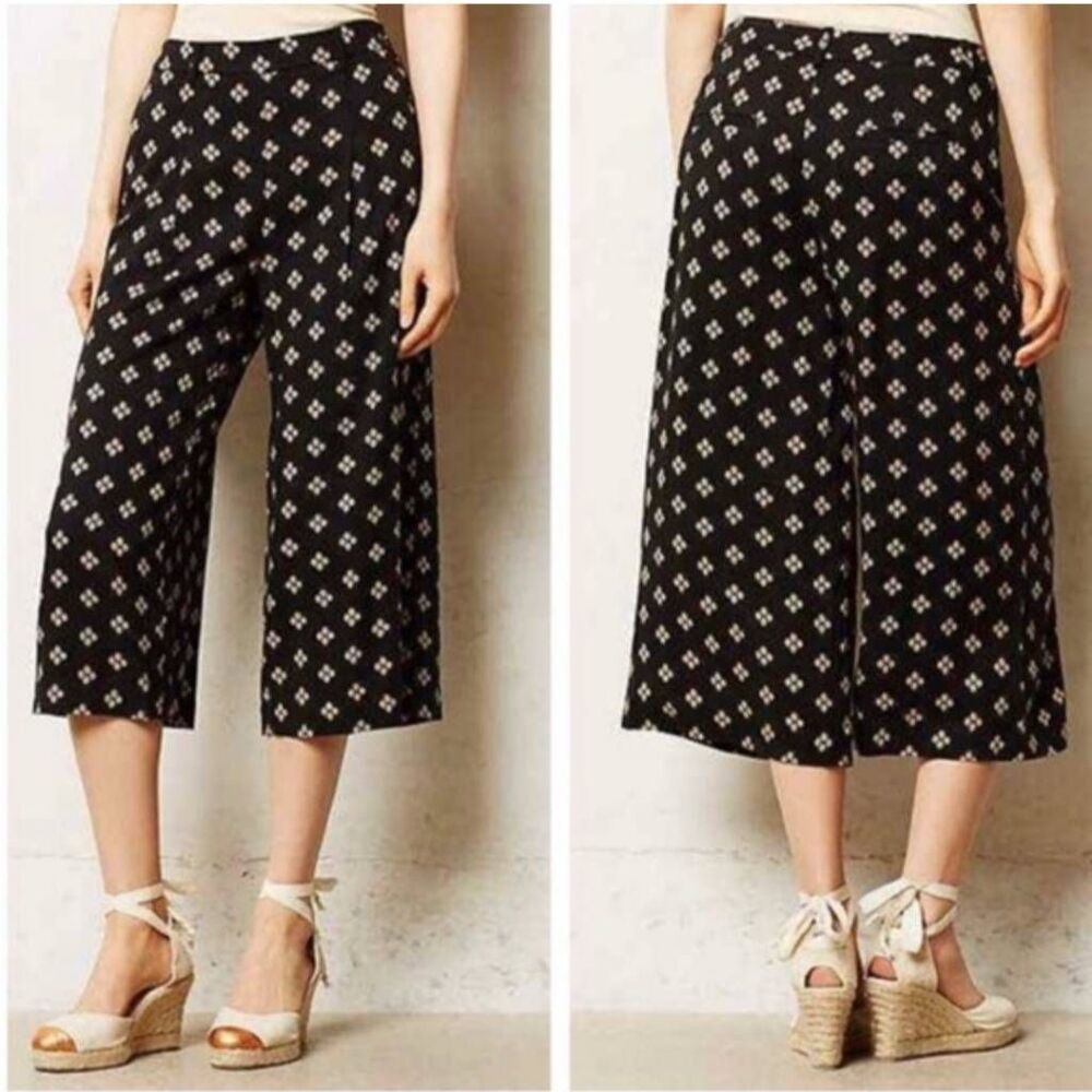 Anthropologie Elevenses Black Talavera Culottes